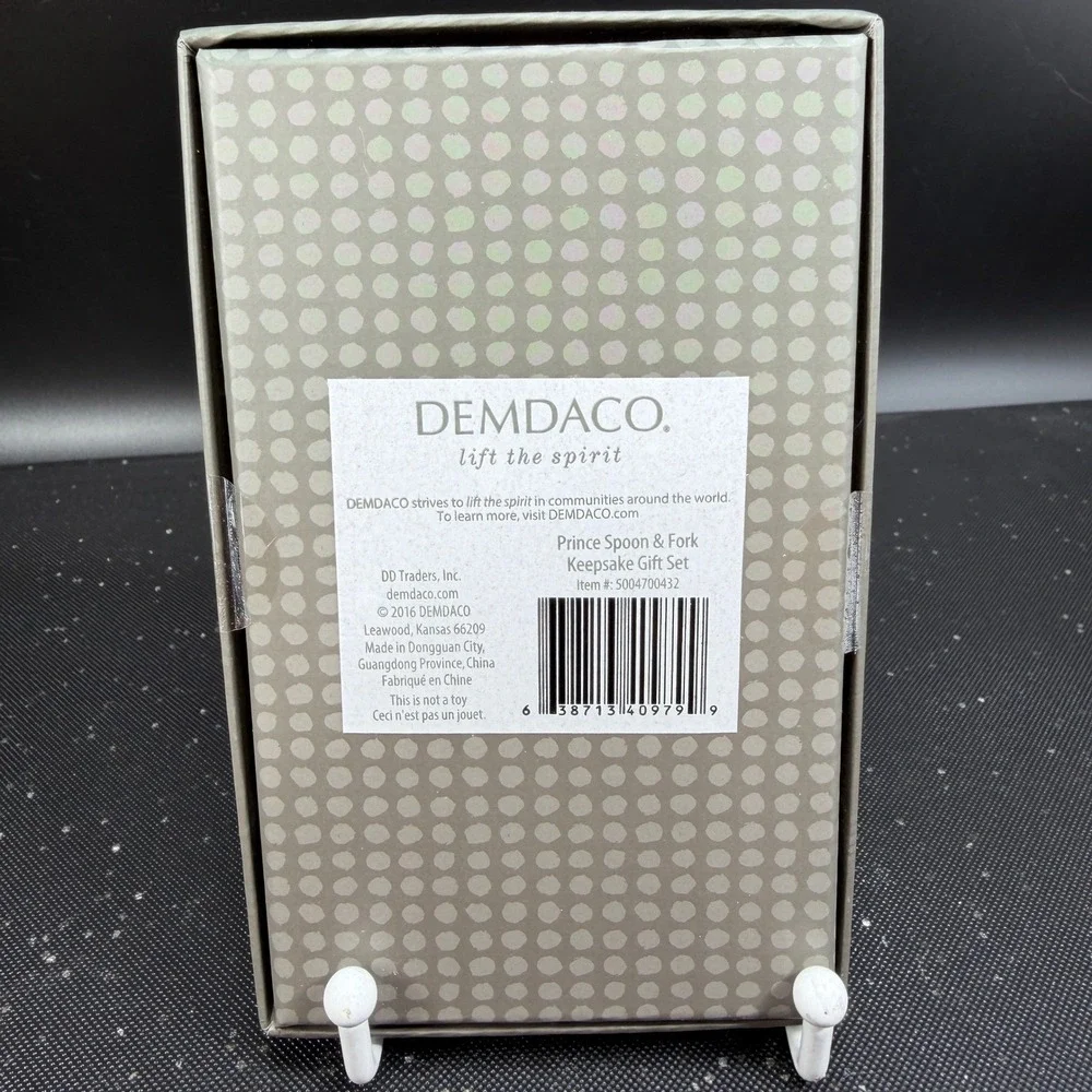 Demdaco Little Prince Spoon & Fork Keepsake Gift Set Silver Mint Crown New‎ Box